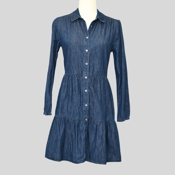 J.CREW Women's Chambray Collared Mini Denim Dress Size 4 - Picture 1 of 8
